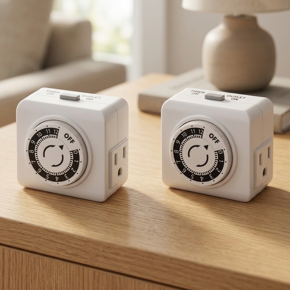 Timer Dual Outlet - Paquete de 2 enchufes temporizadores mecánicos